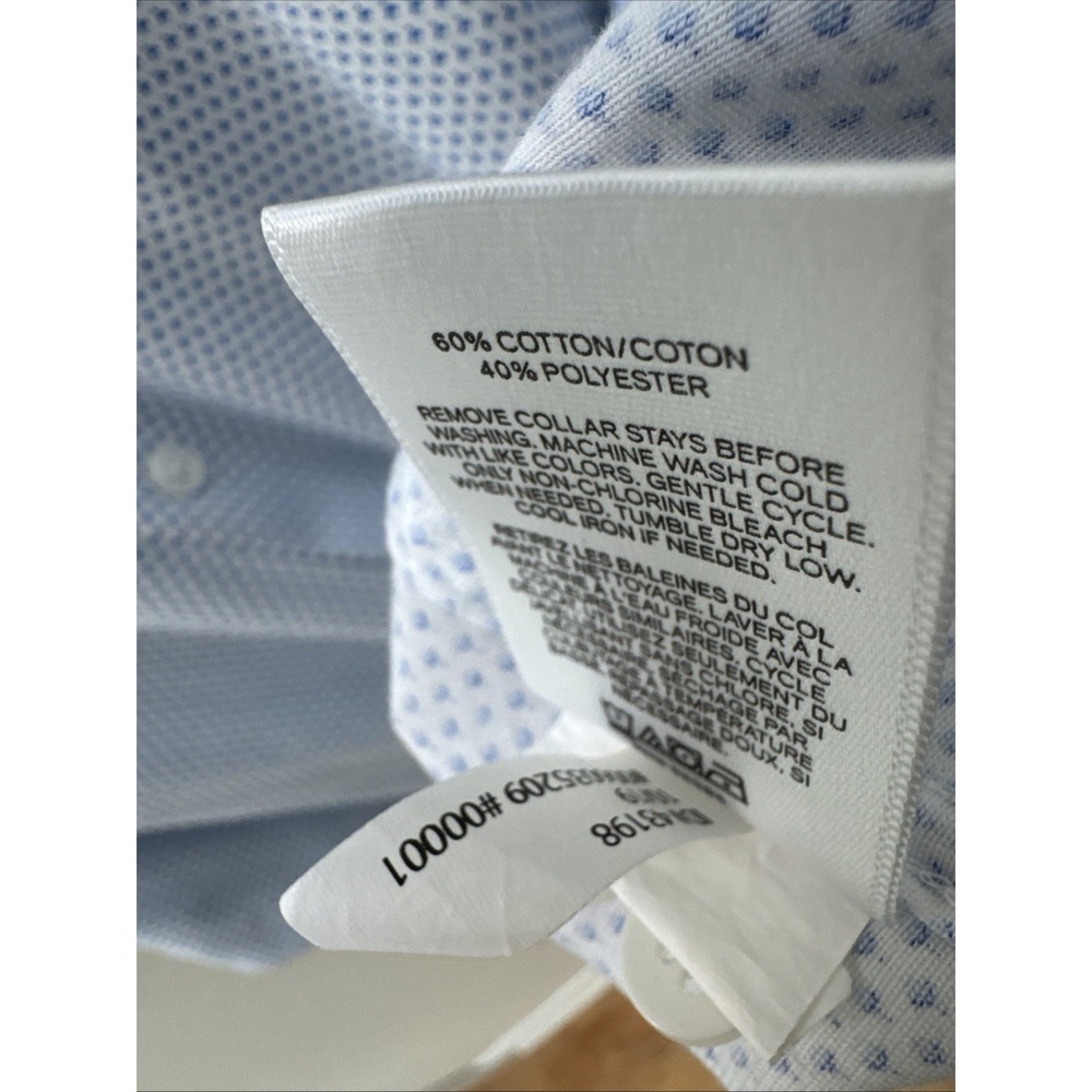 EXPRESS ~Men's XXLarge L/G~ SLIM FIT Buttoned Stretch Cotton  Dress Shirt Blue - Picture 4 of 10
